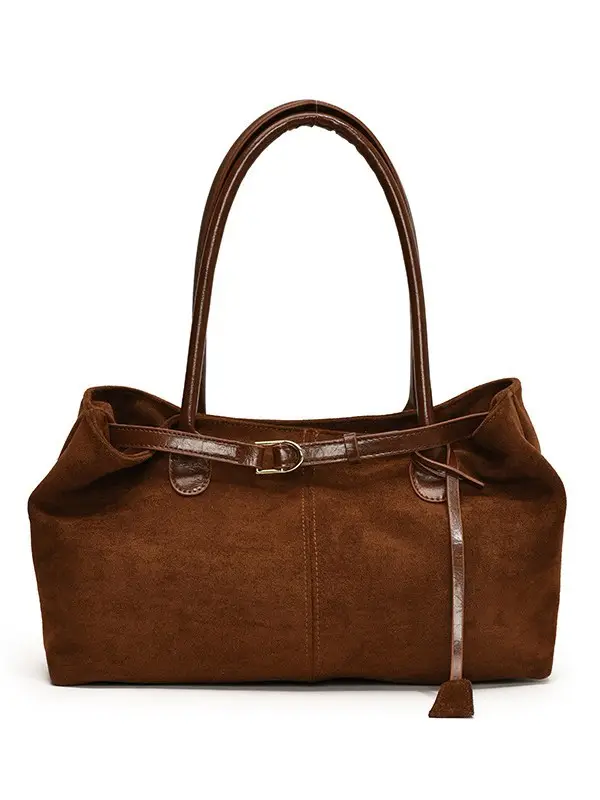 Brown Frosted Women's Large Tote Bag Shoulder Handbag - Image 7