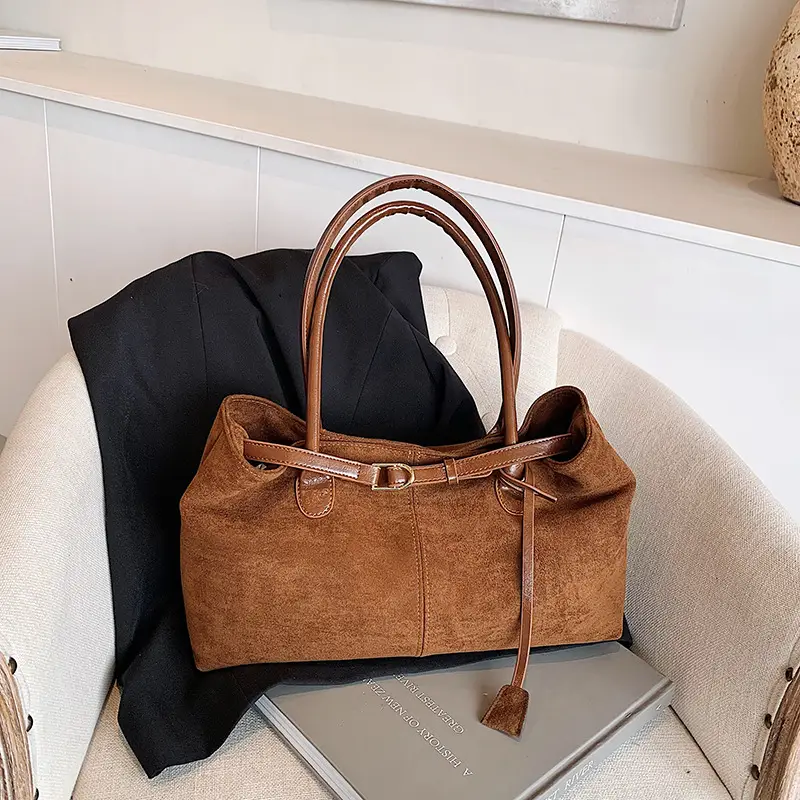 Brown Frosted Women's Large Tote Bag Shoulder Handbag - Image 2