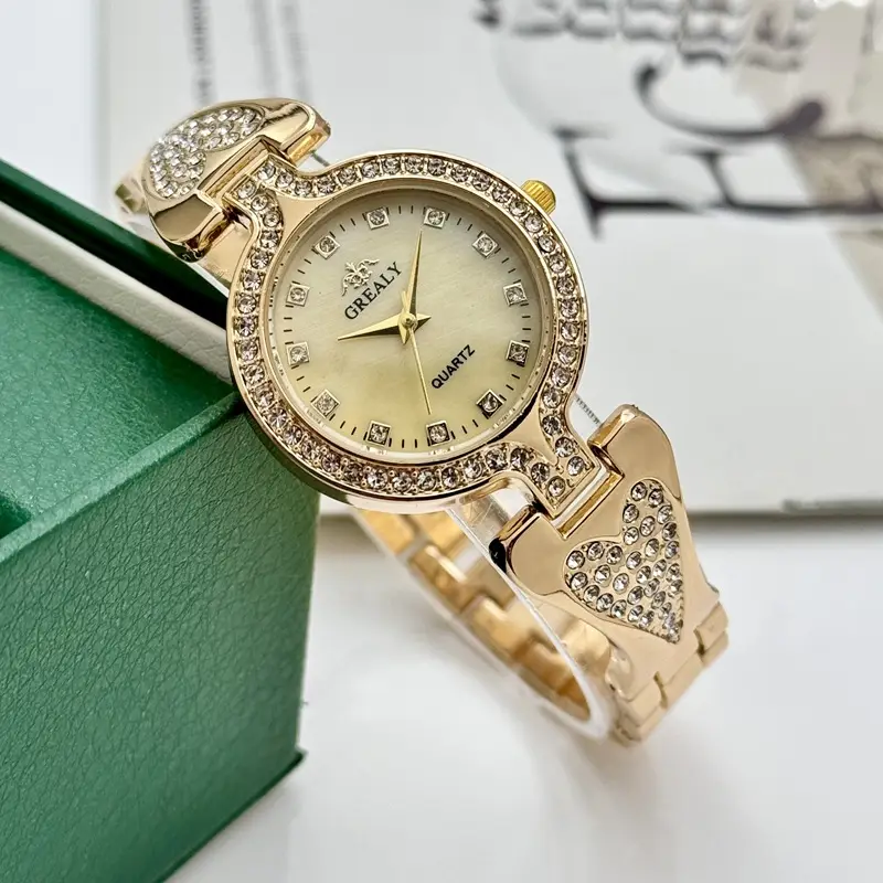Women's Heart-Shaped Diamond Watch with Pearl Dial - Image 10