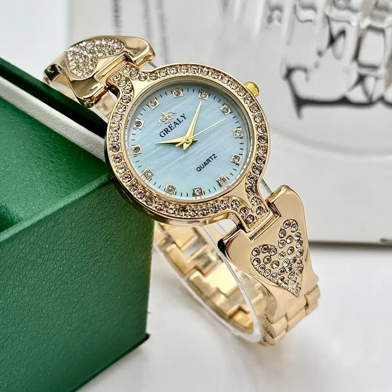 Women's Heart-Shaped Diamond Watch with Pearl Dial - Image 12