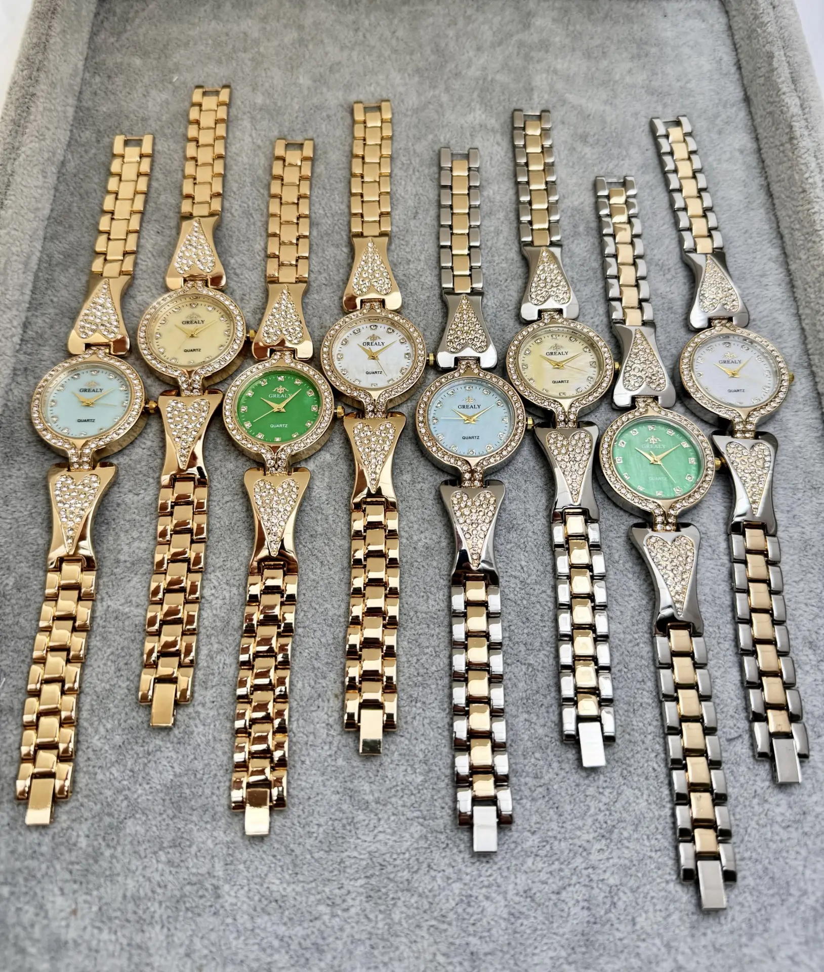 Women's Heart-Shaped Diamond Watch with Pearl Dial — feature 2