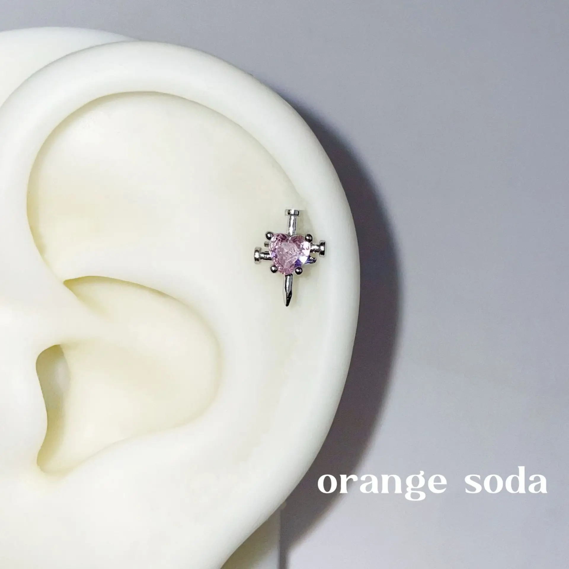 Pink Sparkling Cross Love Ear Earrings for Women - Image 2