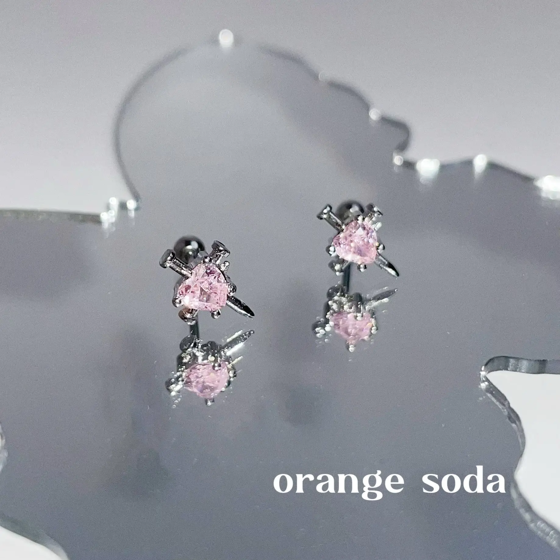 Pink Sparkling Cross Love Ear Earrings for Women - Image 5