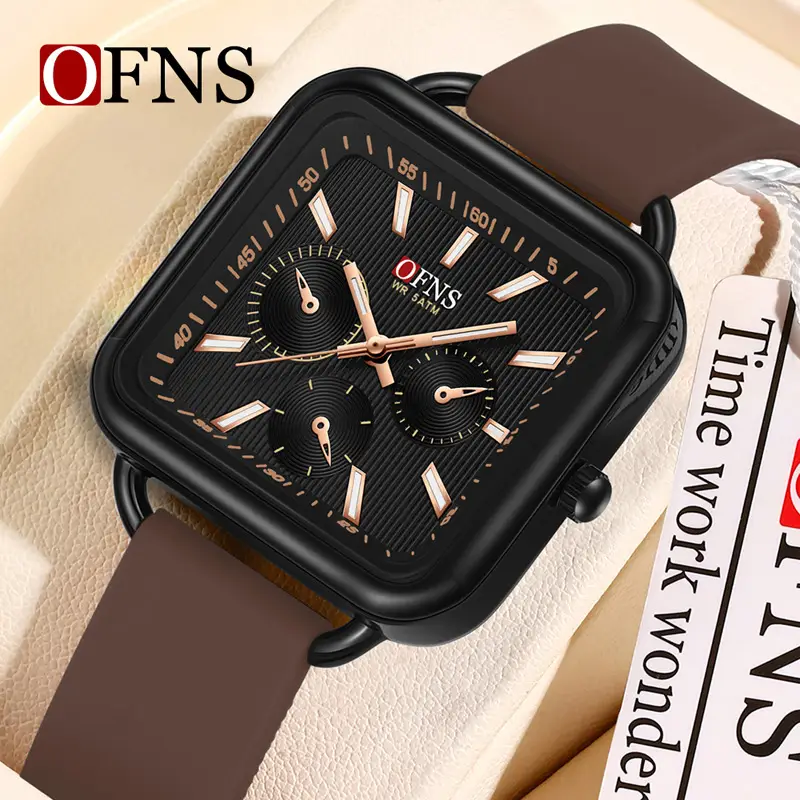 Oufani Quartz Watch Pink Square Dial Waterproof Quartz Watch - Image 11