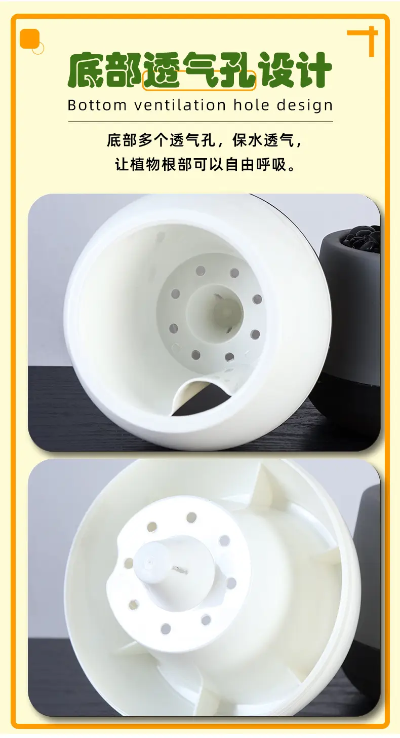 Cross-border in stock Olinze direct round two-color creative plastic flowerpot self-watering self-absorbing lazy flowerpot — feature 12