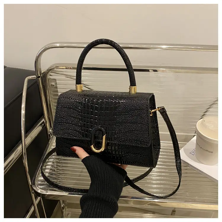 Black Croc Texture Crossbody Bag for Women — feature 13