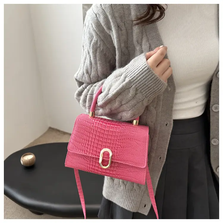 Black Croc Texture Crossbody Bag for Women — feature 18
