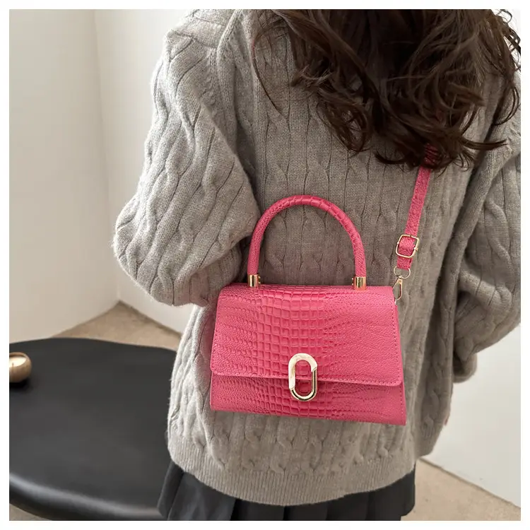 Black Croc Texture Crossbody Bag for Women — feature 19