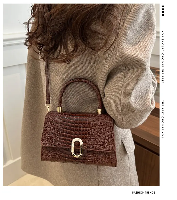 Black Croc Texture Crossbody Bag for Women — feature 2