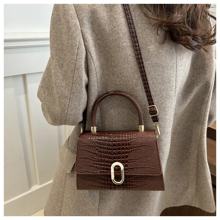 Black Croc Texture Crossbody Bag for Women — feature 23