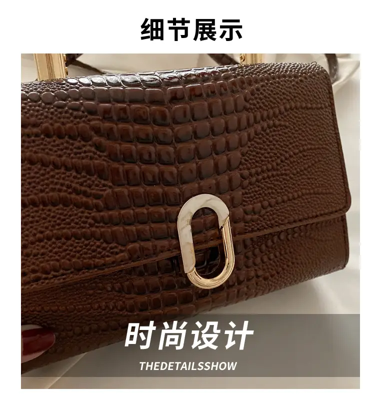 Black Croc Texture Crossbody Bag for Women — feature 4
