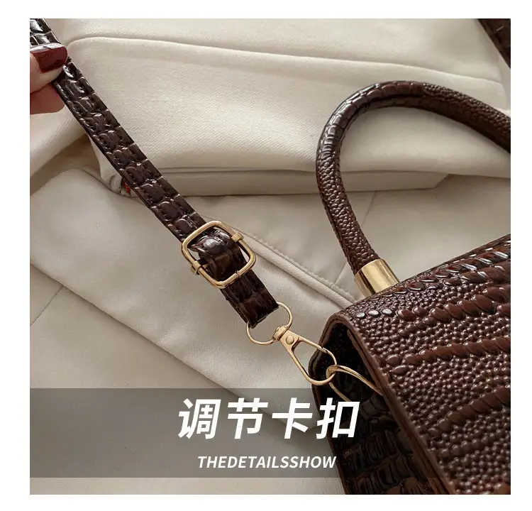 Black Croc Texture Crossbody Bag for Women — feature 6
