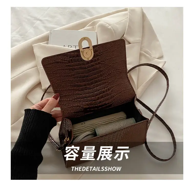 Black Croc Texture Crossbody Bag for Women — feature 8