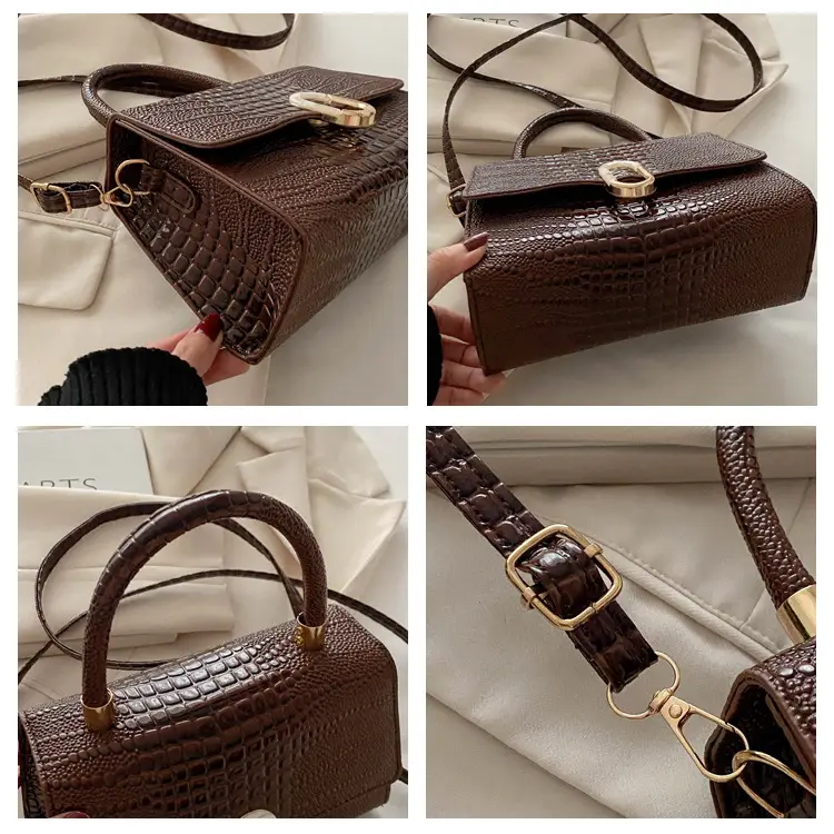 Black Croc Texture Crossbody Bag for Women — feature 9