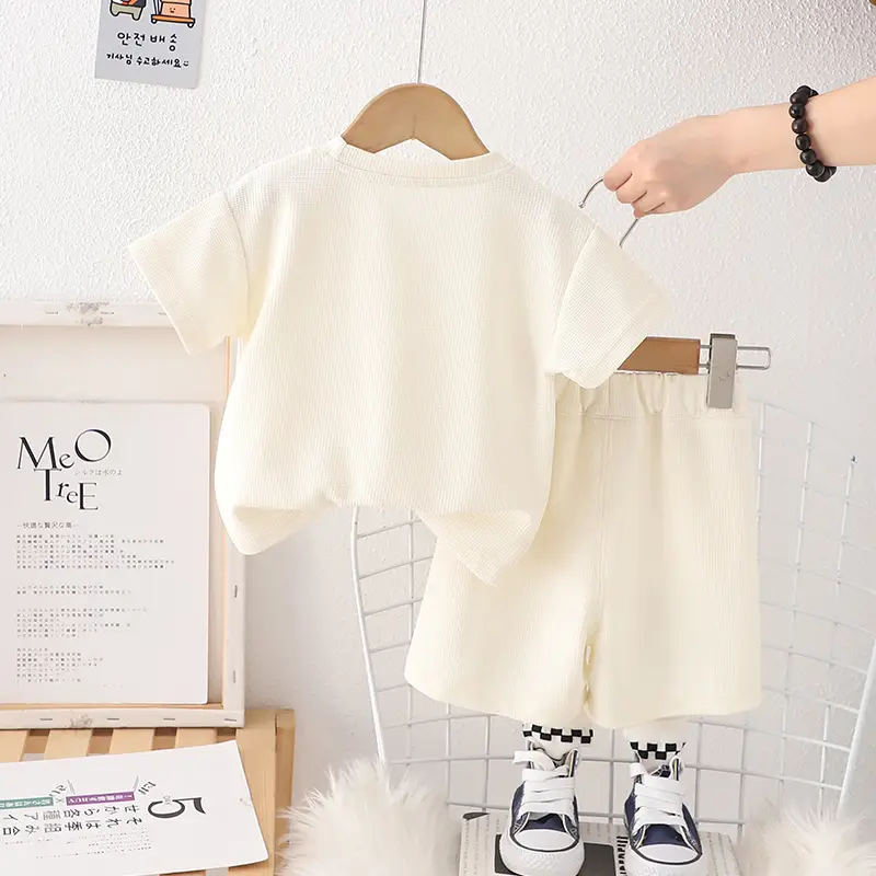 Boys Girls Shorts Set Green Cartoon Print Summer Wear — feature 11