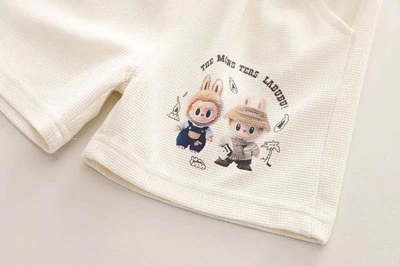 Boys Girls Shorts Set Green Cartoon Print Summer Wear — feature 15