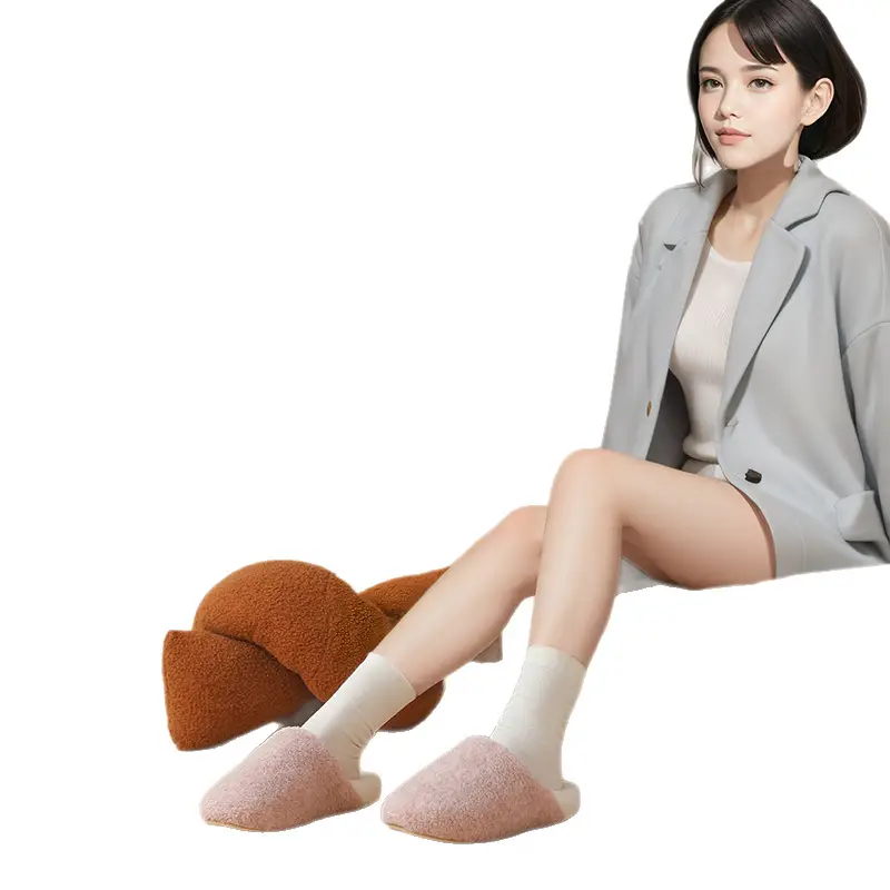 Women's Cotton Slippers 2025 for Home Indoor Use, Non-Slip, Warm, Thick-Soled, Furry Cotton Slippers, Men's Postpartum Shoes with Covered Heel and Thick Sole
