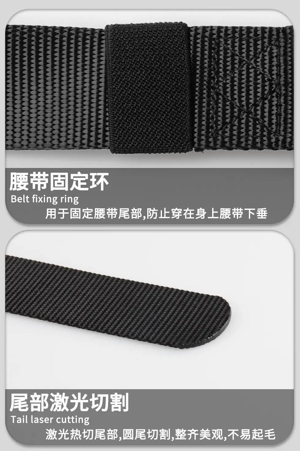 Men's Tactical Nylon Belt Black Silver Buckle — feature 13