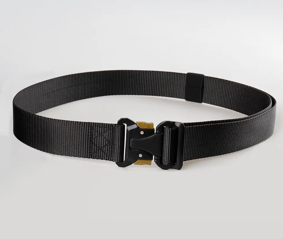 Men's Tactical Nylon Belt Black Silver Buckle — feature 16