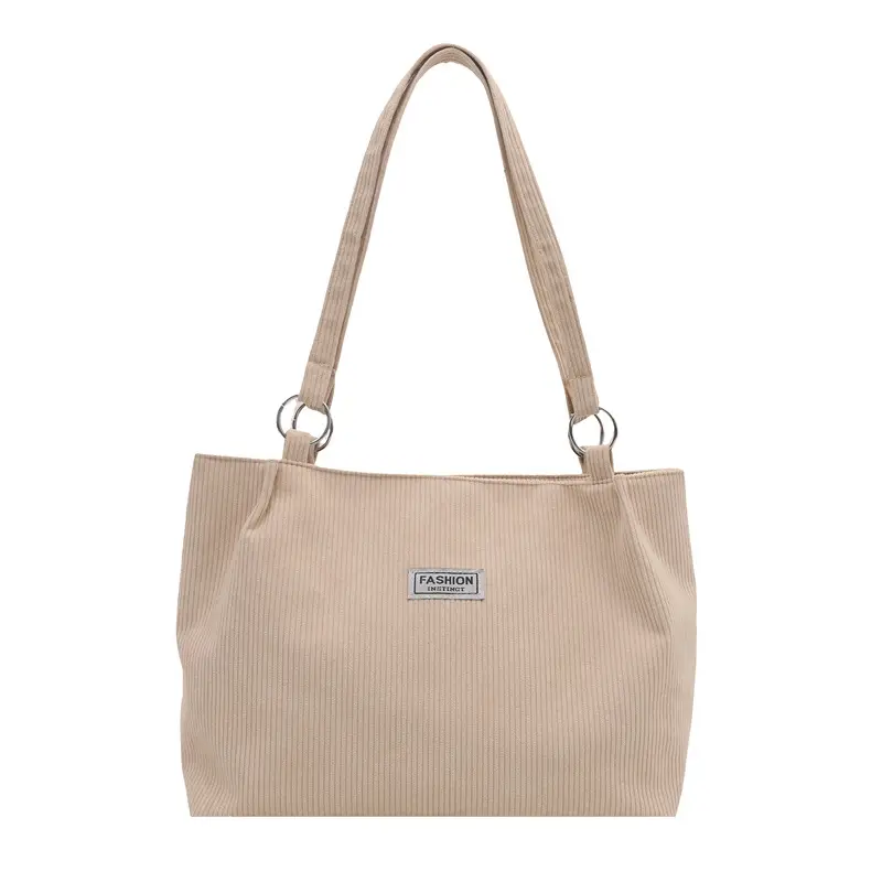 Large Capacity Corduroy Canvas Shoulder Bag Brown 2024 - Image 3