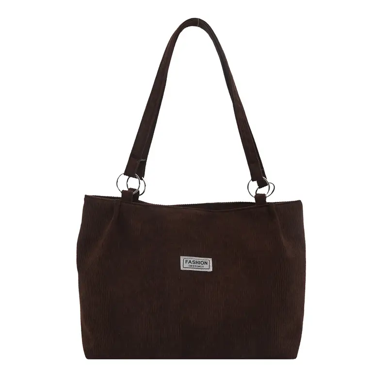 Large Capacity Corduroy Canvas Shoulder Bag Brown 2024 - Image 4