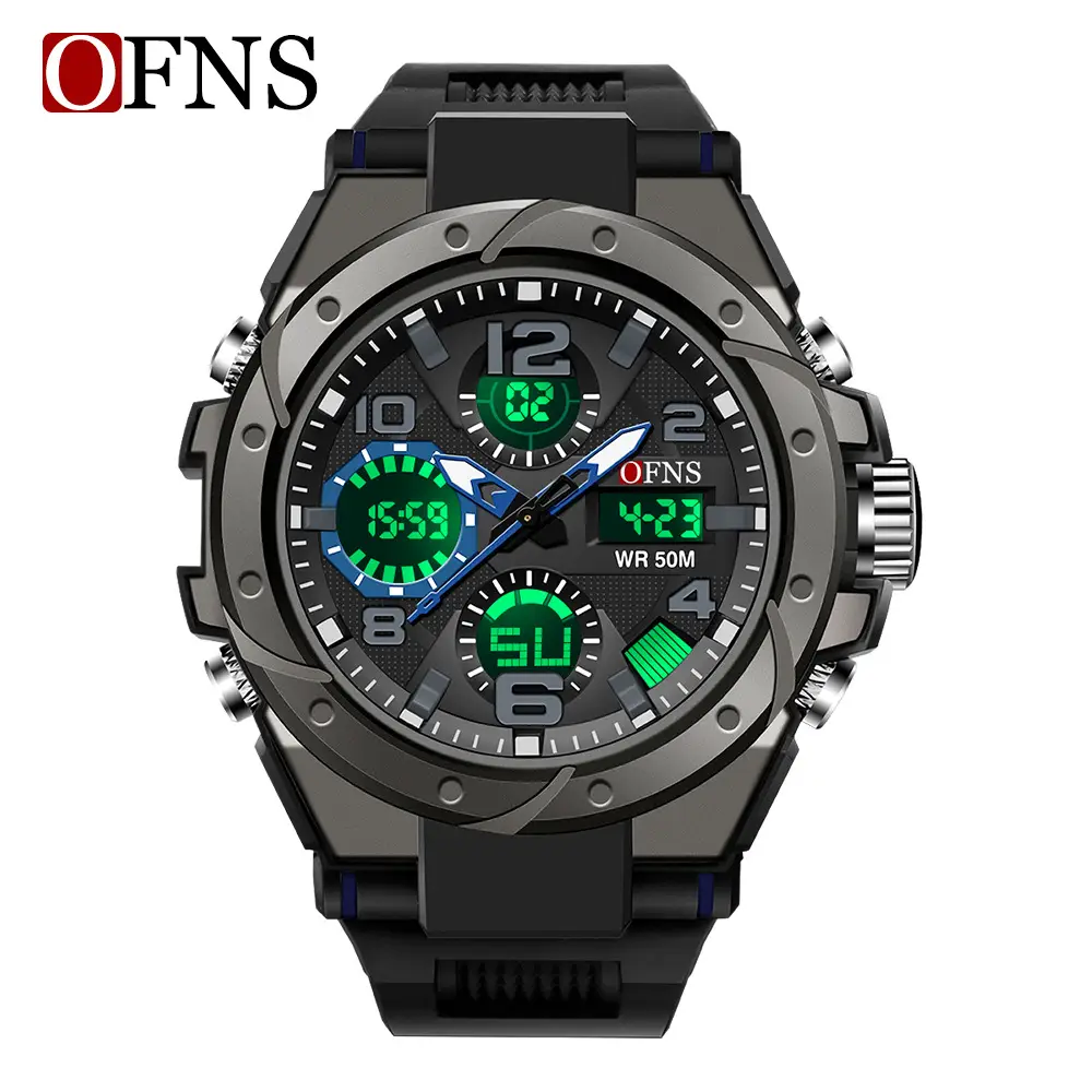 OFNS Black Dual Display Sports Watch for Men
