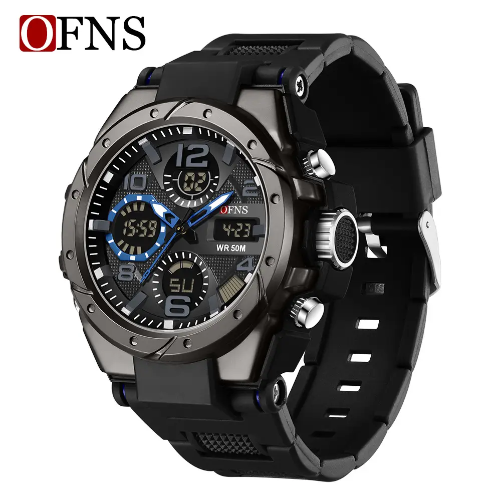 OFNS Black Dual Display Sports Watch for Men