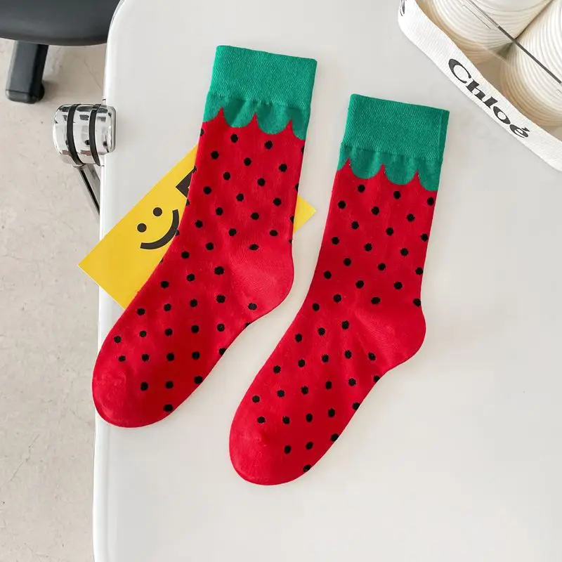 Happy Trendy Men and Women Couple Trendy Socks Men's Long Tube Cotton Socks Animal Colorful Fruit Jacquard Socks