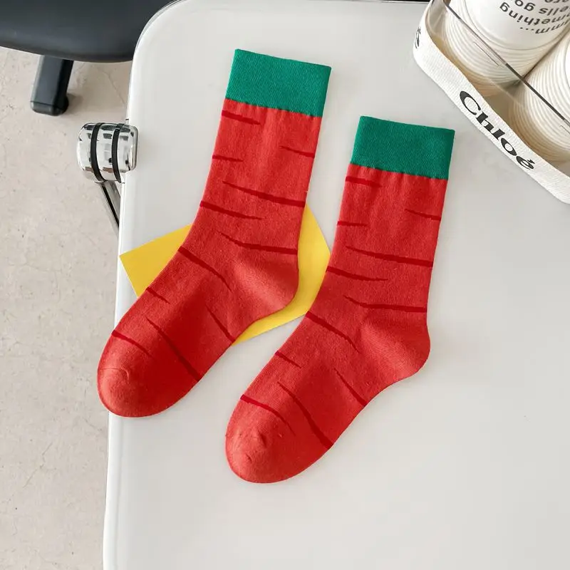 Happy Trendy Men and Women Couple Trendy Socks Men's Long Tube Cotton Socks Animal Colorful Fruit Jacquard Socks