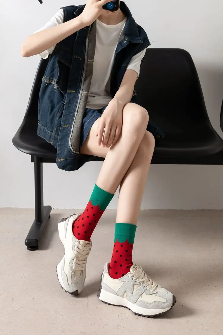 Happy Trendy Men and Women Couple Trendy Socks Men's Long Tube Cotton Socks Animal Colorful Fruit Jacquard Socks — feature 5