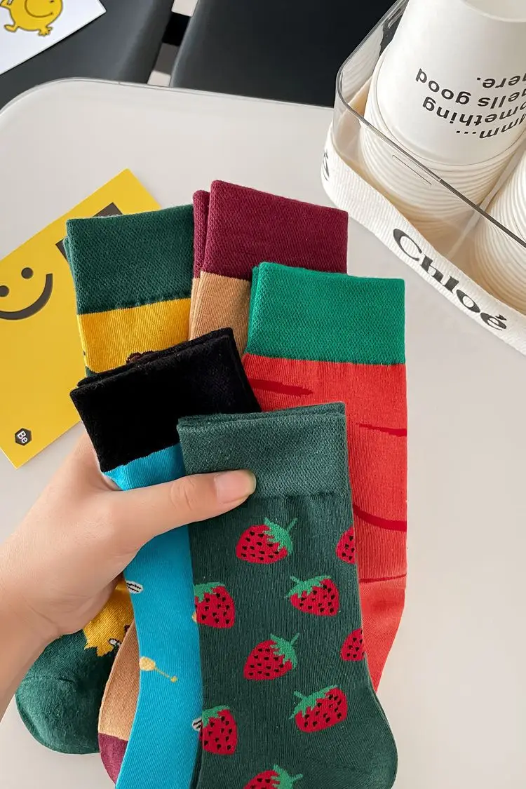 Happy Trendy Men and Women Couple Trendy Socks Men's Long Tube Cotton Socks Animal Colorful Fruit Jacquard Socks — feature 9