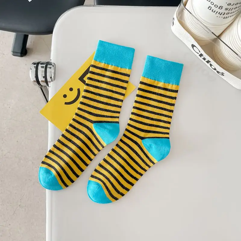 Happy Trendy Men and Women Couple Trendy Socks Men's Long Tube Cotton Socks Animal Colorful Fruit Jacquard Socks