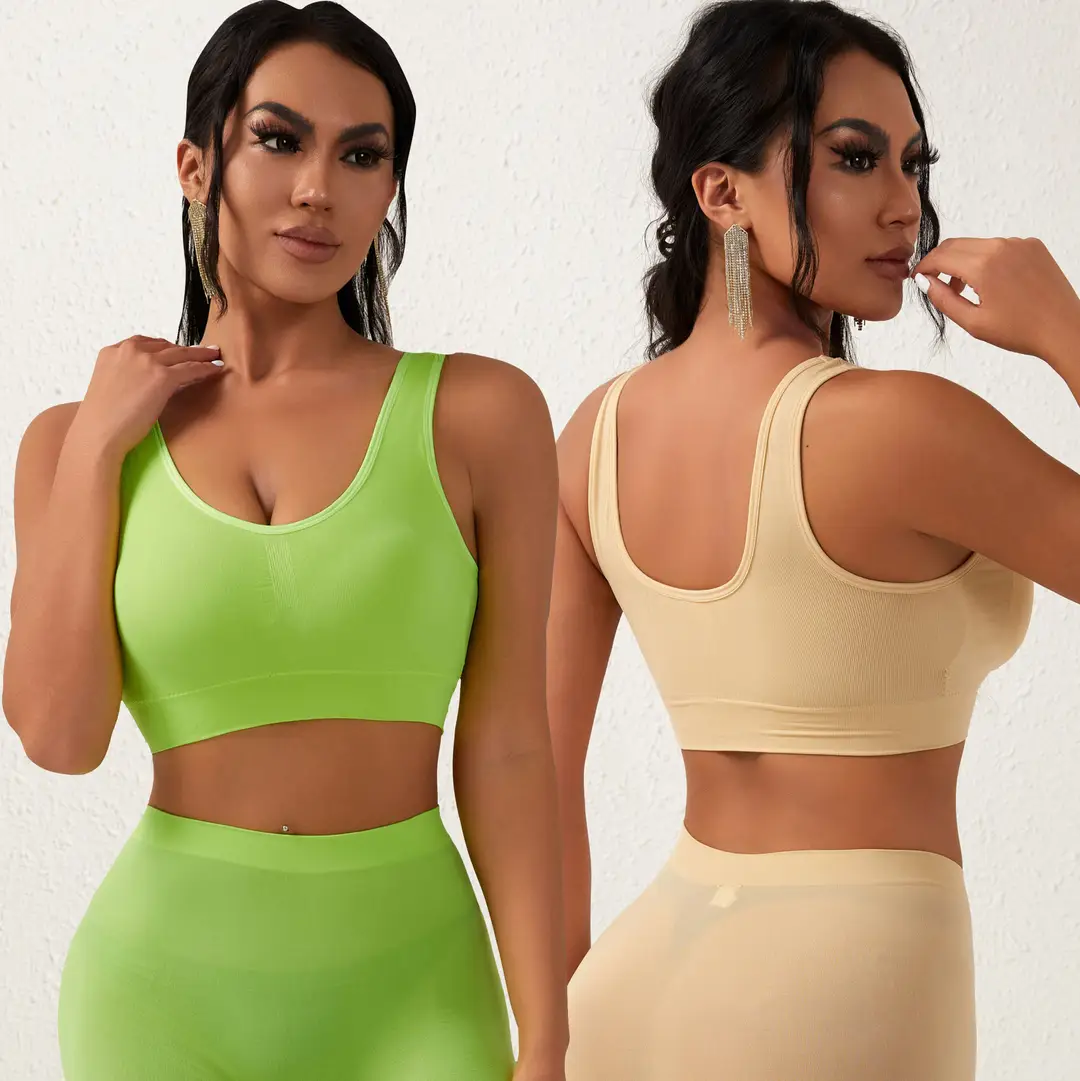 No Steel Ring Cross-border plus size Shockproof Fitness Vest Bra Large Chest Shock Absorbing Gathering Beautiful Back Solid Color Underwear for Women