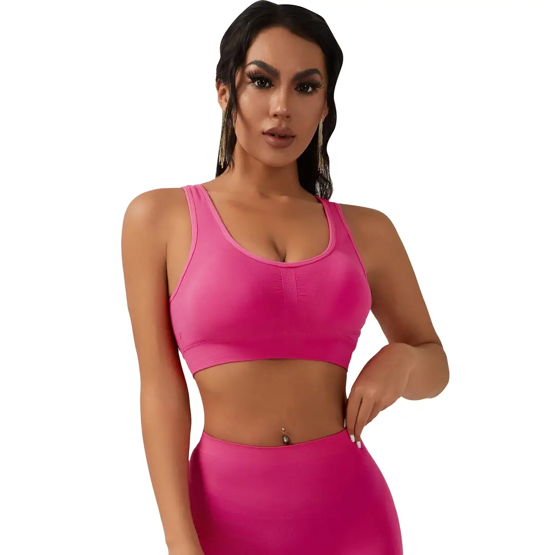 No Steel Ring Cross-border plus size Shockproof Fitness Vest Bra Large Chest Shock Absorbing Gathering Beautiful Back Solid Color Underwear for Women