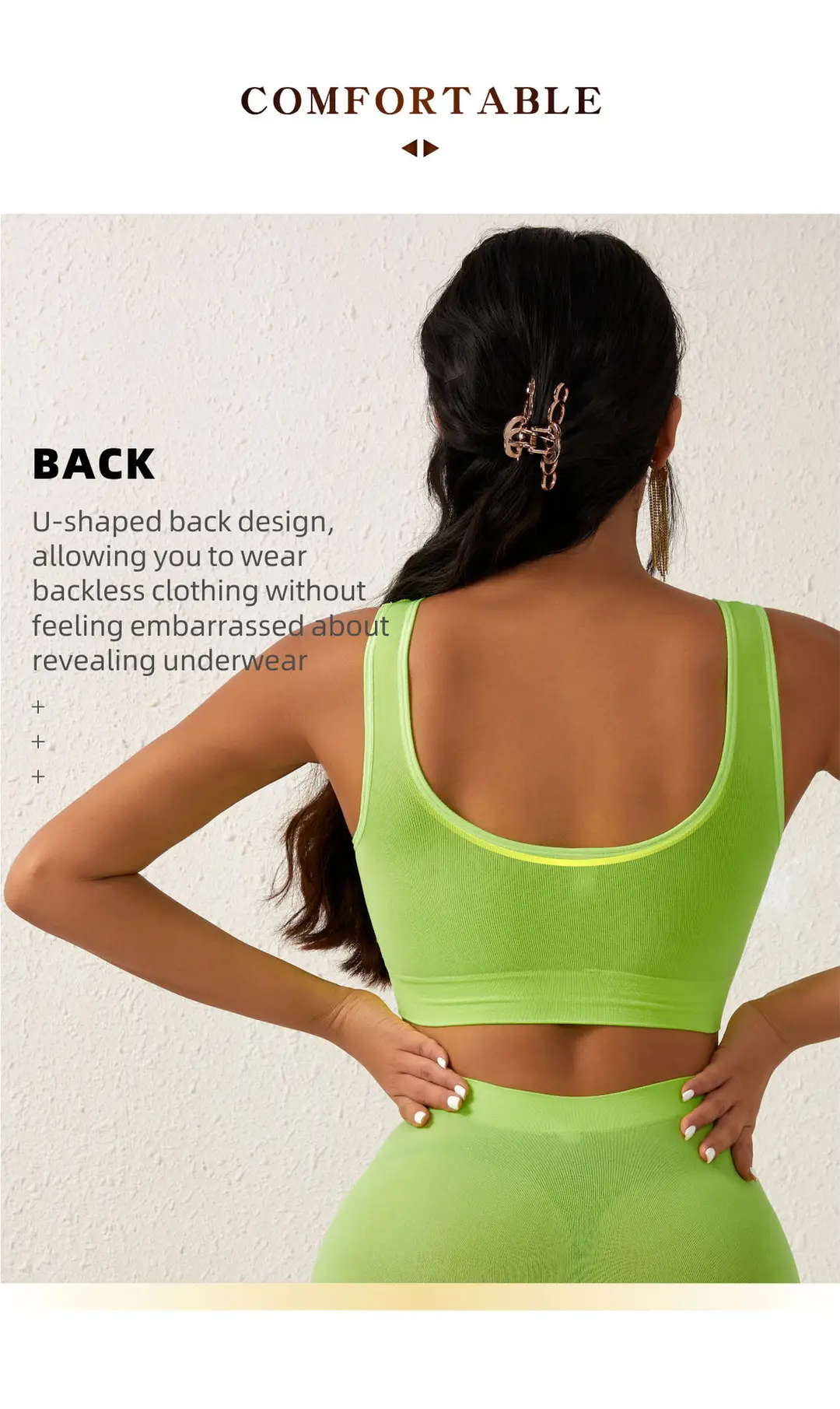 No Steel Ring Cross-border plus size Shockproof Fitness Vest Bra Large Chest Shock Absorbing Gathering Beautiful Back Solid Color Underwear for Women — feature 10