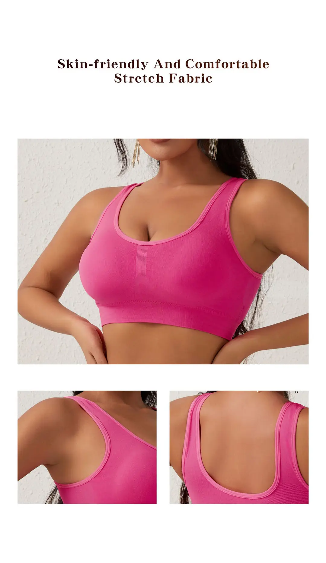No Steel Ring Cross-border plus size Shockproof Fitness Vest Bra Large Chest Shock Absorbing Gathering Beautiful Back Solid Color Underwear for Women — feature 11
