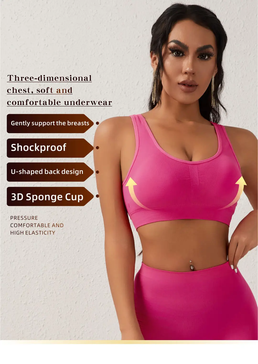 No Steel Ring Cross-border plus size Shockproof Fitness Vest Bra Large Chest Shock Absorbing Gathering Beautiful Back Solid Color Underwear for Women — feature 3