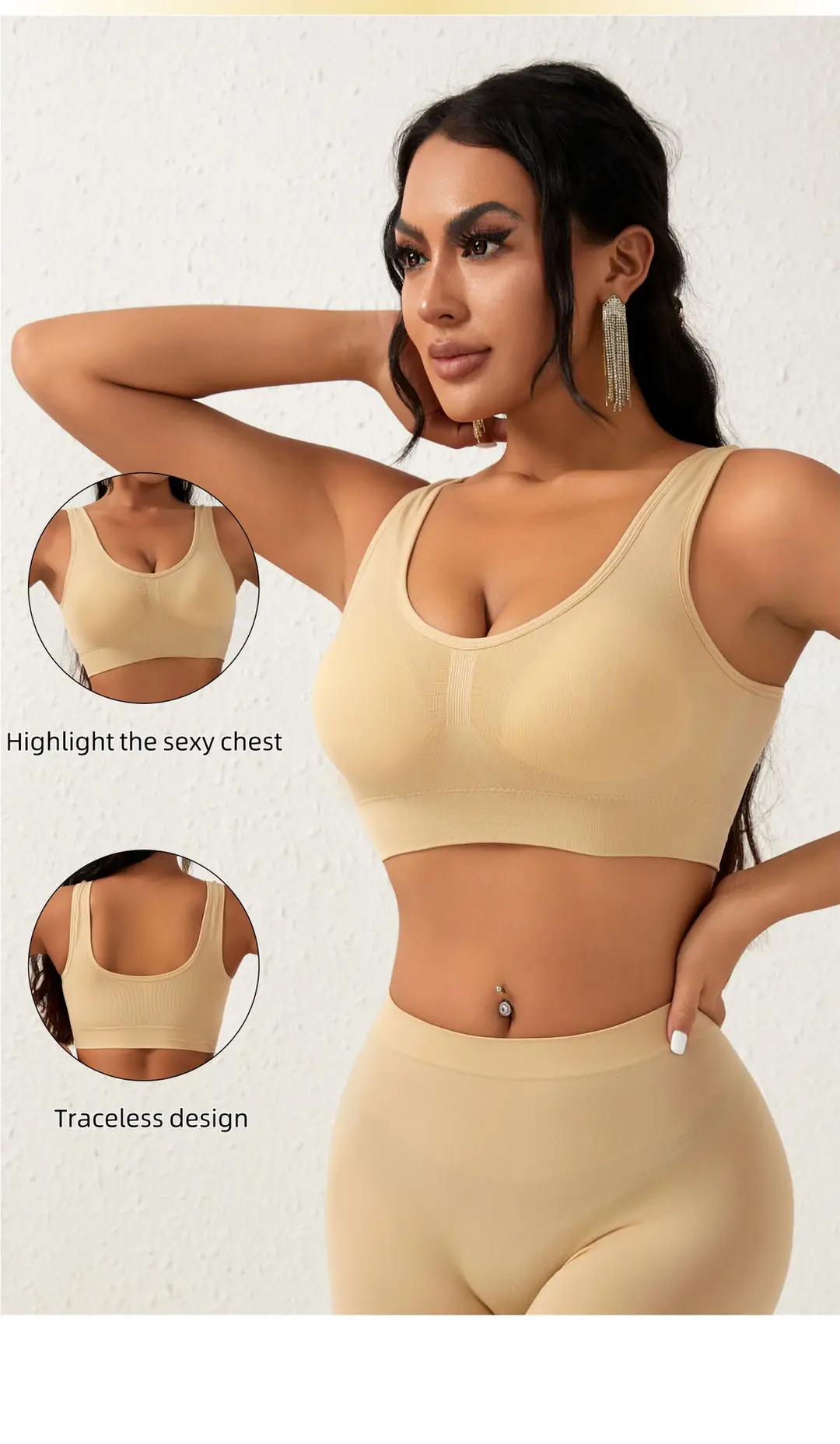 No Steel Ring Cross-border plus size Shockproof Fitness Vest Bra Large Chest Shock Absorbing Gathering Beautiful Back Solid Color Underwear for Women — feature 5