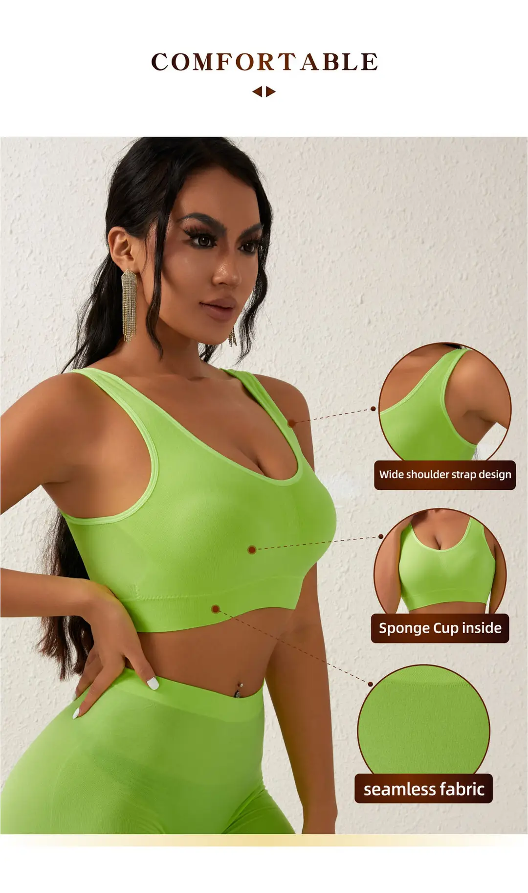 No Steel Ring Cross-border plus size Shockproof Fitness Vest Bra Large Chest Shock Absorbing Gathering Beautiful Back Solid Color Underwear for Women — feature 6