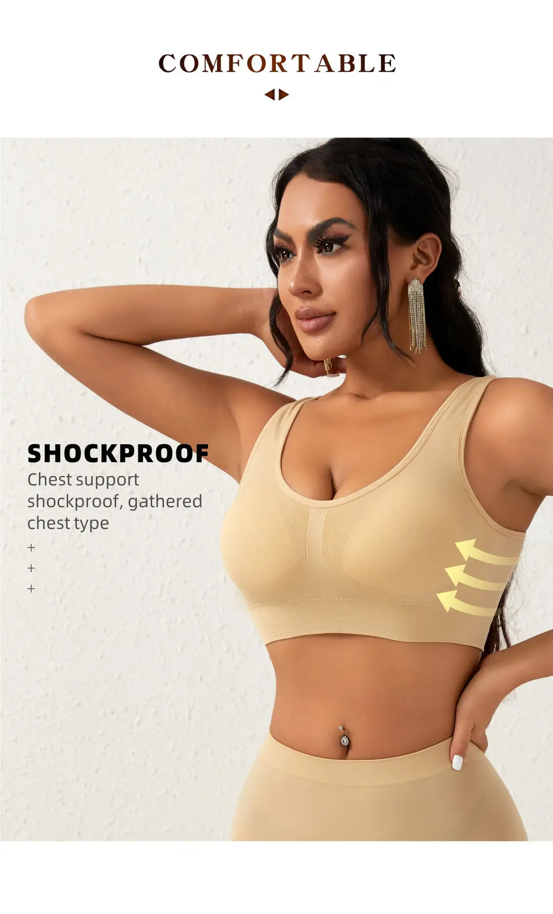 No Steel Ring Cross-border plus size Shockproof Fitness Vest Bra Large Chest Shock Absorbing Gathering Beautiful Back Solid Color Underwear for Women — feature 8