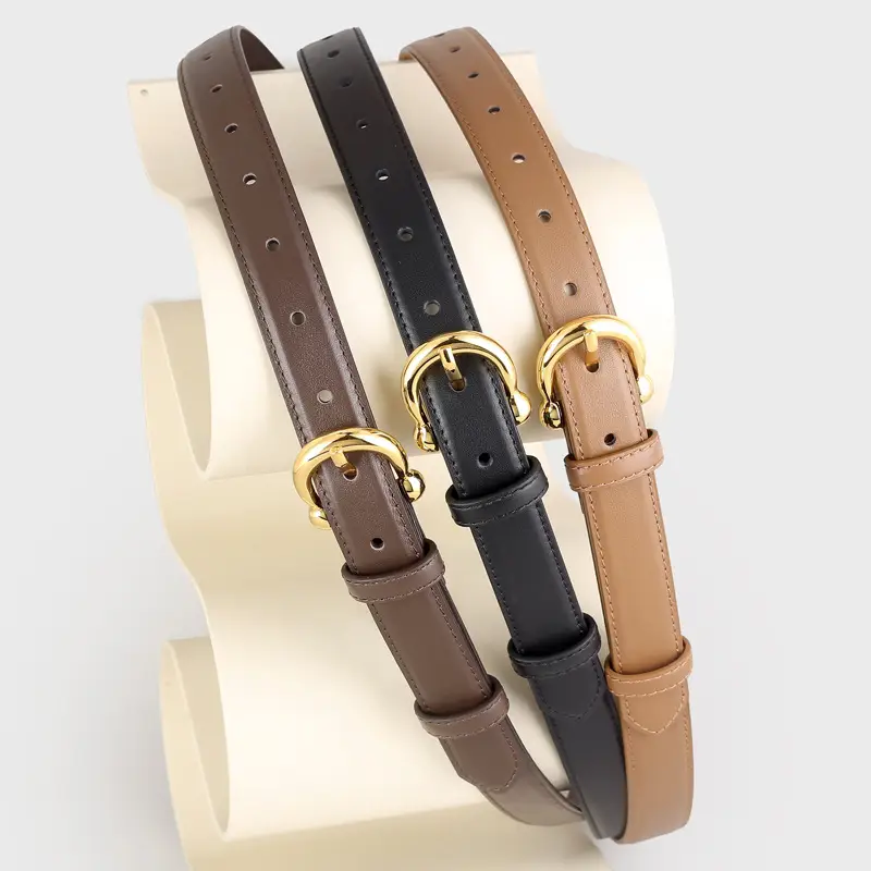 Women's Genuine Leather Belt with Gold Buckle - Image 5