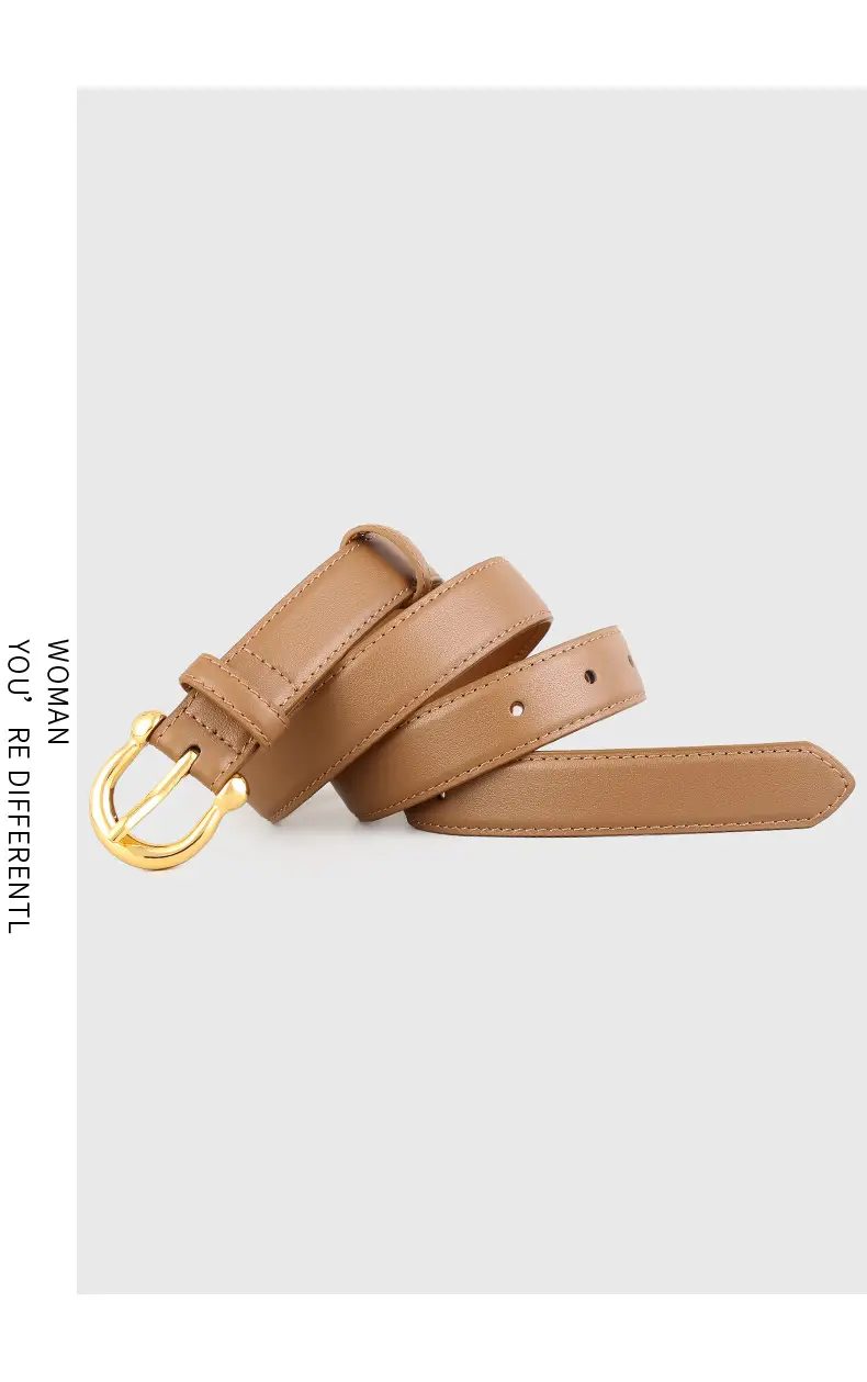 Women's Genuine Leather Belt with Gold Buckle — feature 12
