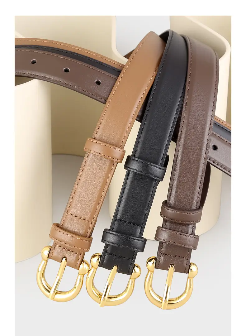 Women's Genuine Leather Belt with Gold Buckle — feature 15