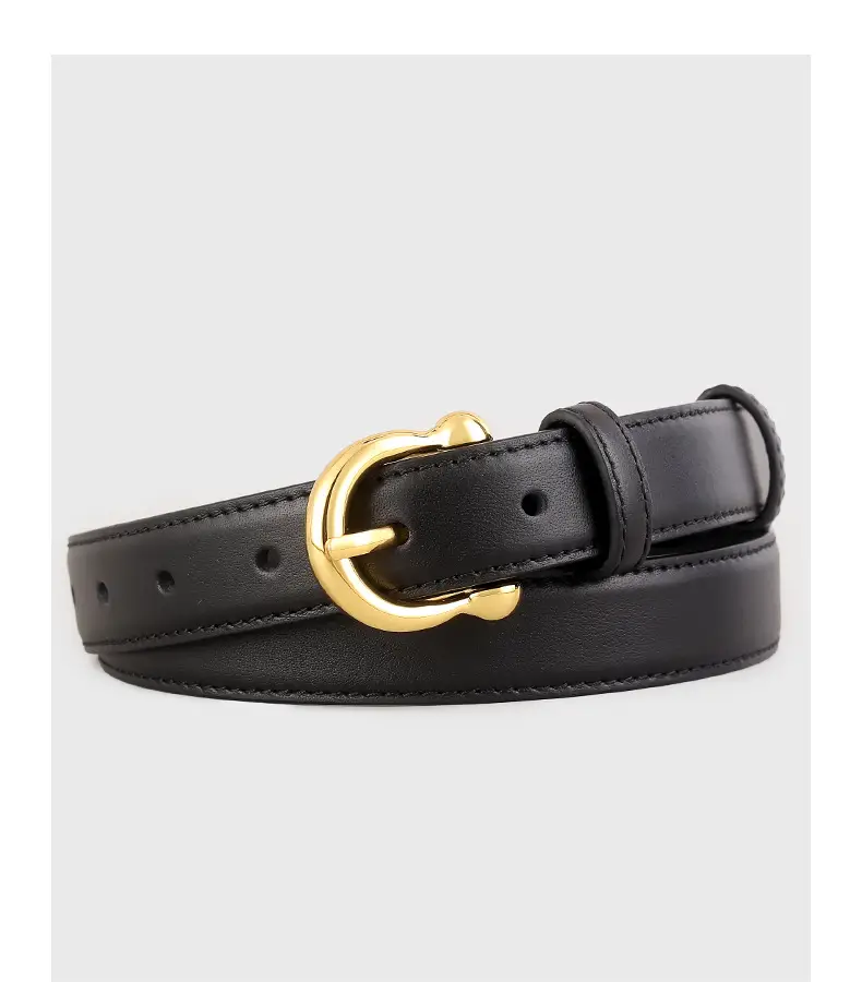 Women's Genuine Leather Belt with Gold Buckle — feature 16