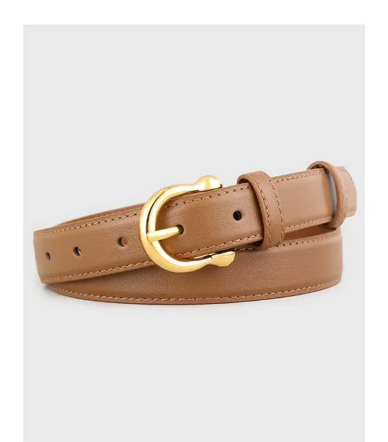 Women's Genuine Leather Belt with Gold Buckle — feature 17