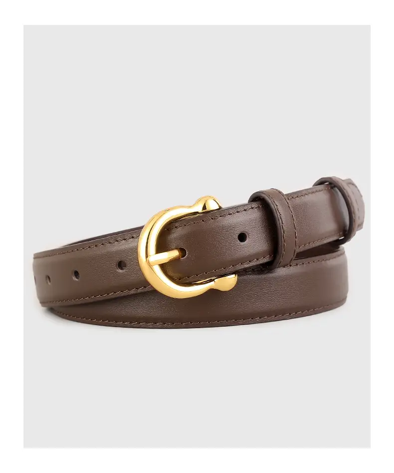 Women's Genuine Leather Belt with Gold Buckle — feature 18