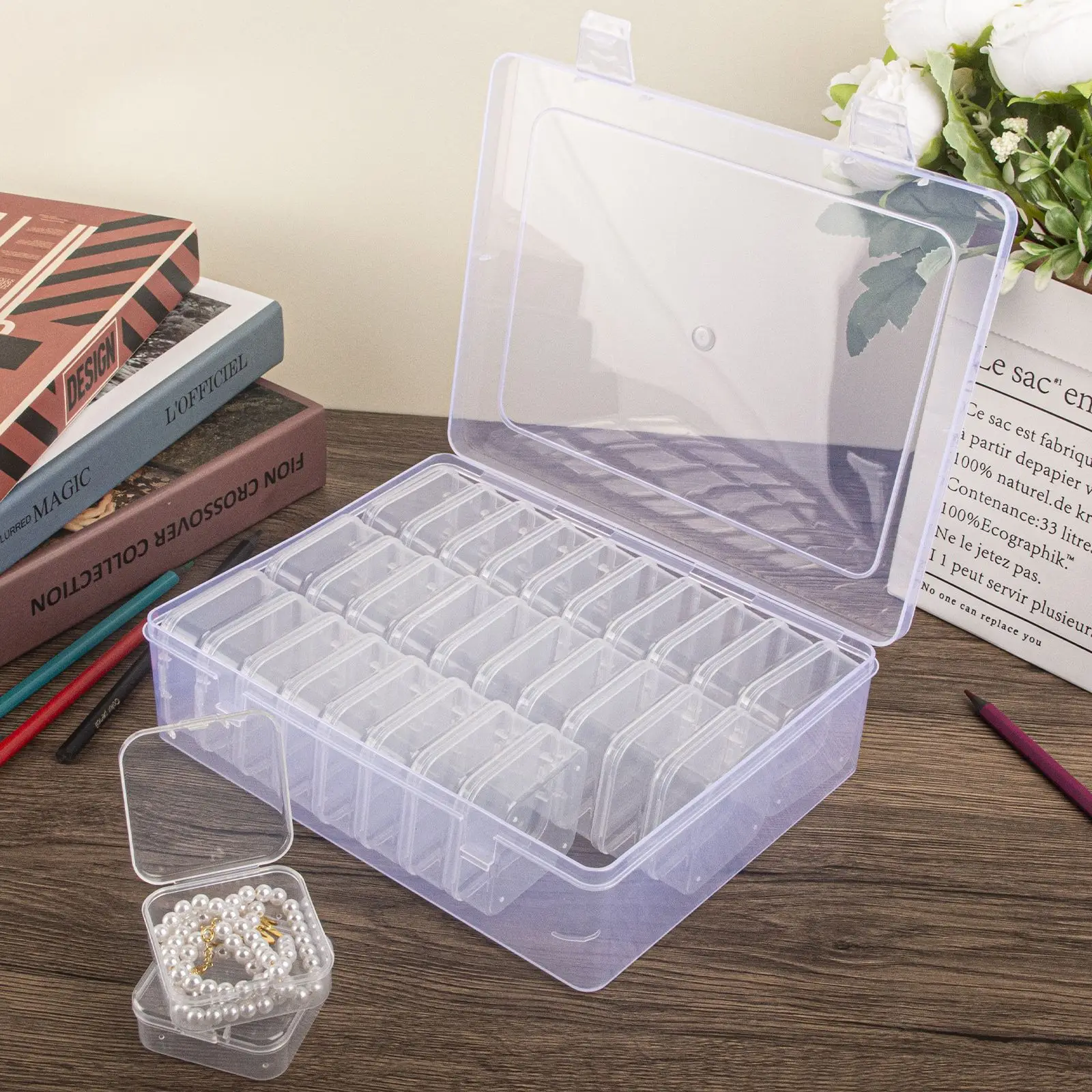 Clear Plastic 30-Grid Nail Art Storage Box for Beads - Image 8