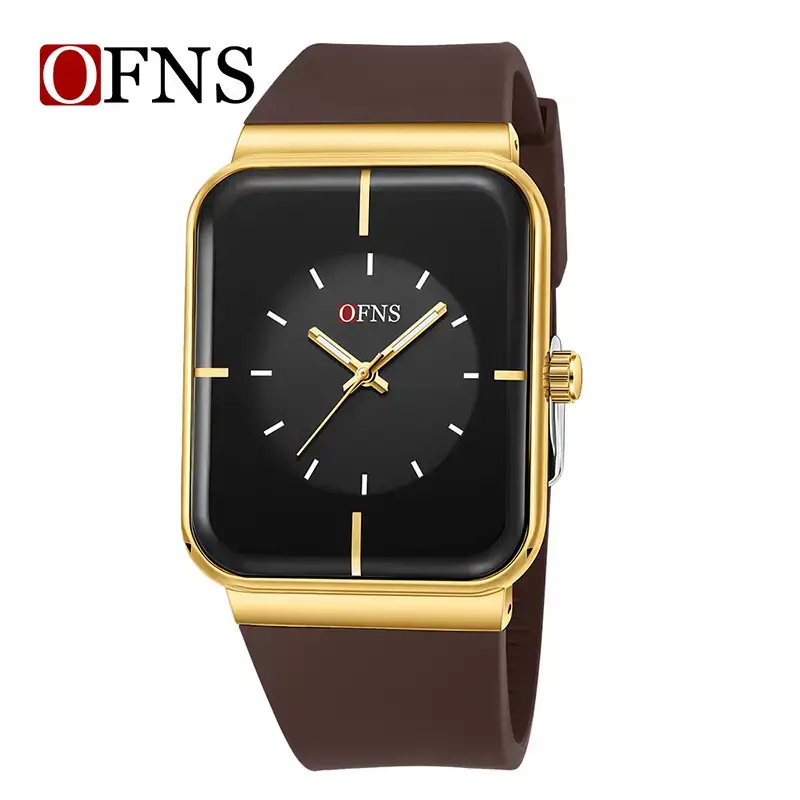 O'Fani Square Watch Black Brown Strap Waterproof Luminous Quartz - Image 7