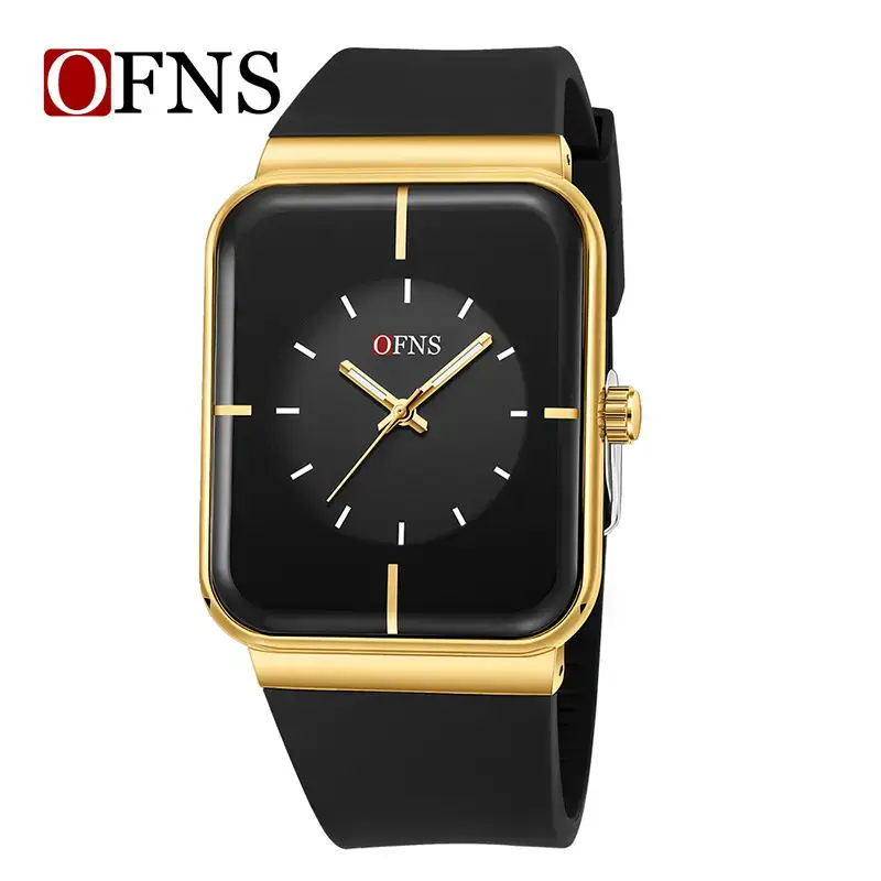 O'Fani Square Watch Black Brown Strap Waterproof Luminous Quartz - Image 4