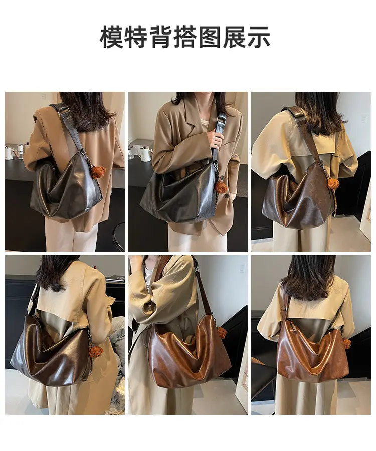 Women's Large Capacity Brown Leather Shoulder Bag 2024 — feature 10